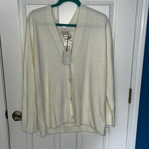 Barefoot dreams cozychic lite cable button cardigan pearl large
